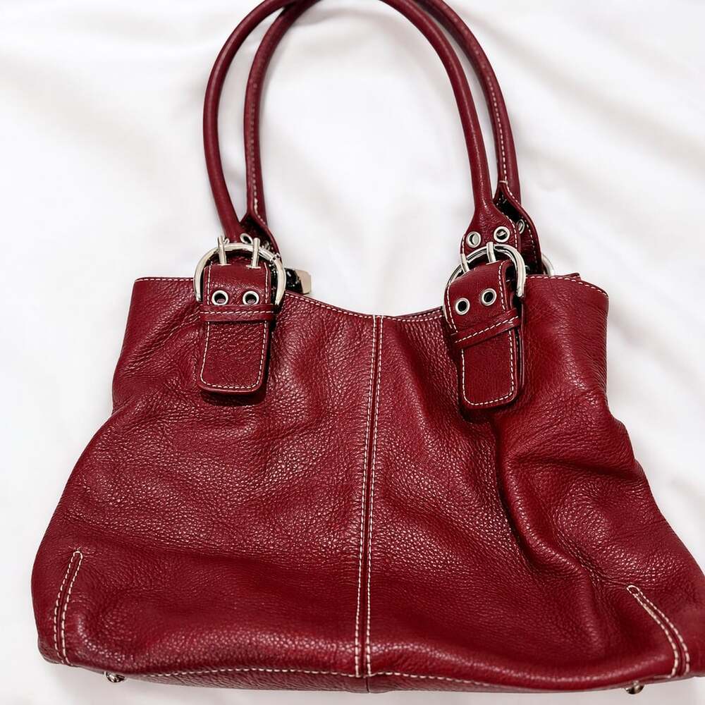 y2k tignanello burgundy satchel with Silver Accent Buckles